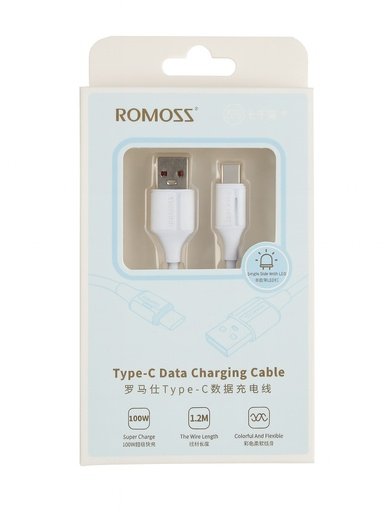 6958377521427 Cable Type-c Data Charging 1.2M Romoss Blue - Imagen 1
