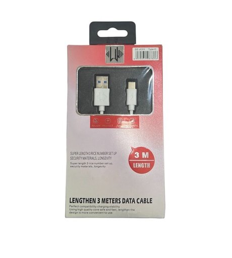 6970631967376 Cable Tipo-C 2.4a 3metro - Imagen 1