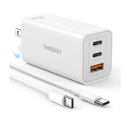 6976394021447 Threekey Adaptador 3-Port 65W Quick Charger - Imagen 1