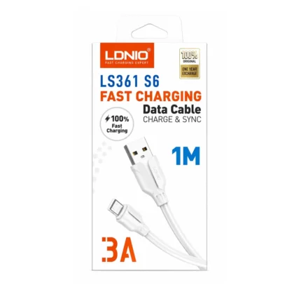 Cable USB-A A Micro-USB 1M 3A Blanco LS361 S6
