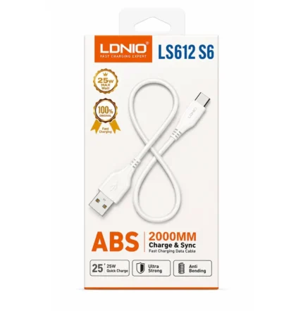 Cable De 25W 2M USB-A A Micro-USB ABS LS612 S6 Blanco