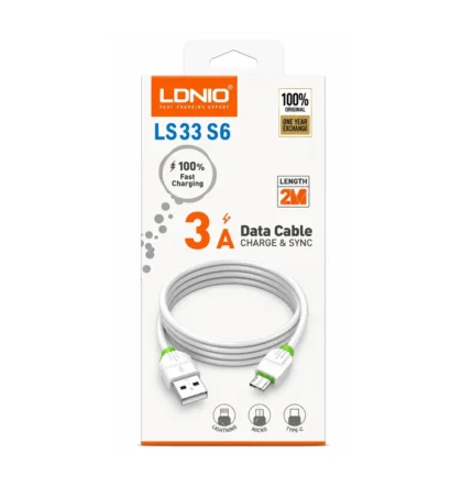 Cable USB-A A Micro-USB 3A 2M Blanco LS33 S6