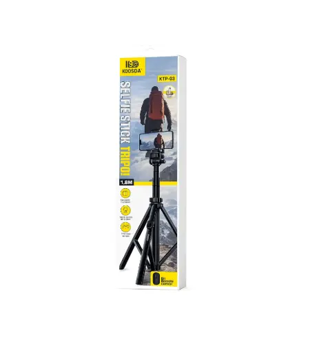 6912345671385 Selfie Stick Tripod Rotation 360 1.8M KTP-03 - Imagen 1