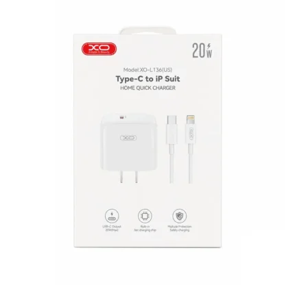 Cargador Tipo-C A Lightnig 20W Blanco XO-L136