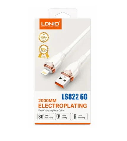 Cable USB-A A Lightning De 30W 2M LS822 6G Blanco