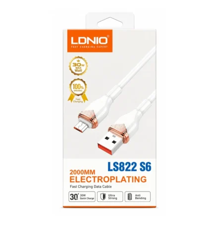 Cable De 30W USB-A A Micro-USB 2M LS822 S6 Blanco