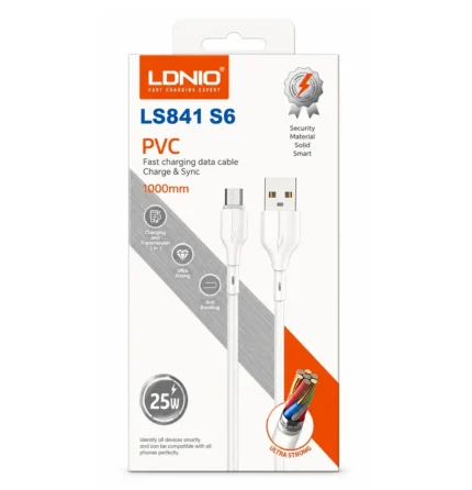 Cable Carga Rapida USB-A A Micro-USB 1M 25W LS841 S6 Blanco