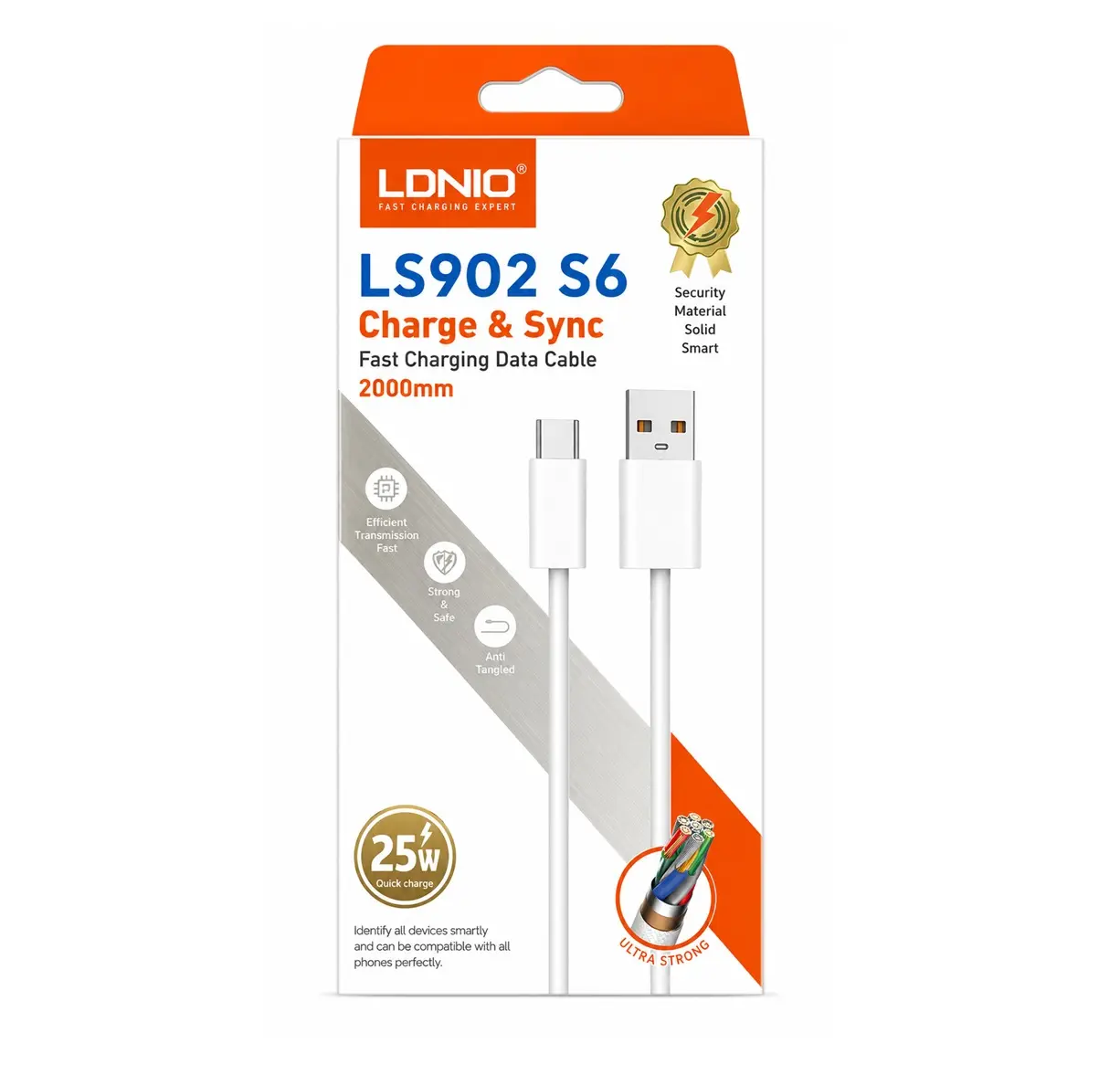 6933138600894S Cable USB-A A Micro-USB De 25W 2M Blanco LS902 S6 - Image 1