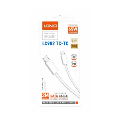 Cable Tipo-C A Tipo-C De Carga Rapida 65W 2M Blanco LC902 TC-TC