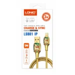 Cable USB-A A lightning Carga Rapida De 30W Dorado 1M LS881 IP