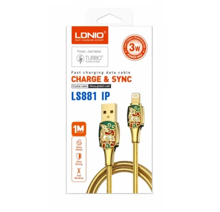 Cable USB-A A lightning Carga Rapida De 30W Dorado 1M LS881 IP