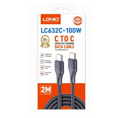 Cable Tipo-C A Tipo-C De Carga Rapida 100W Negro 2M LC632C