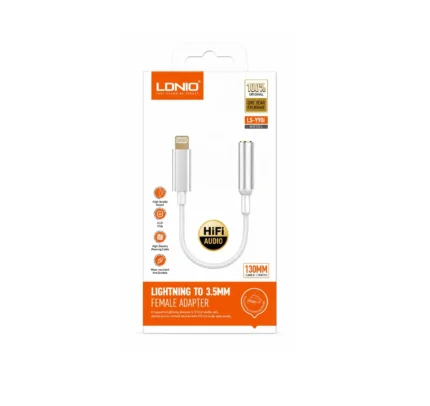 Adaptador Lightning A 3.5MM Hembra 1.3M Blanco LS-Y90I