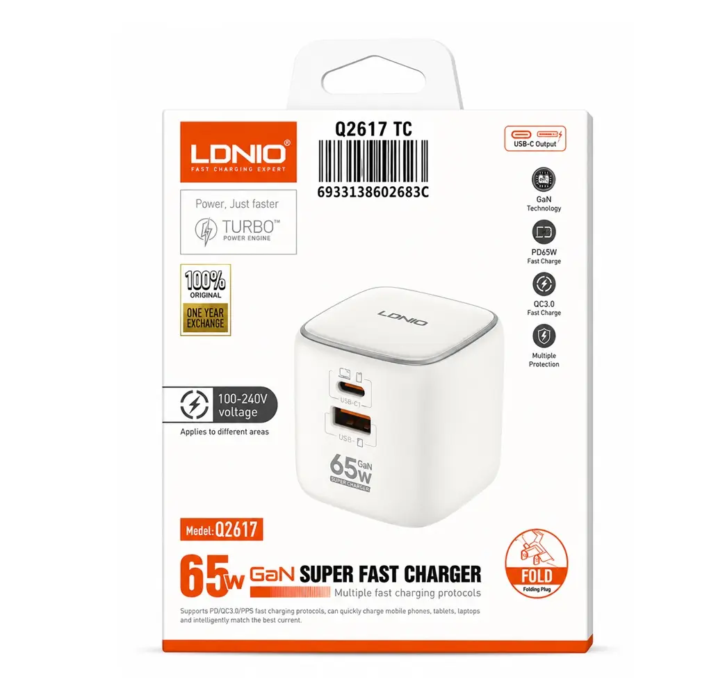 6933138602683C Cargador Usb Con Cable 2P 65W Tipo-C Q2617 TC - Image 1