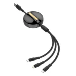 Cable De Datos Retráctil 3 en 1 LC90A Negro