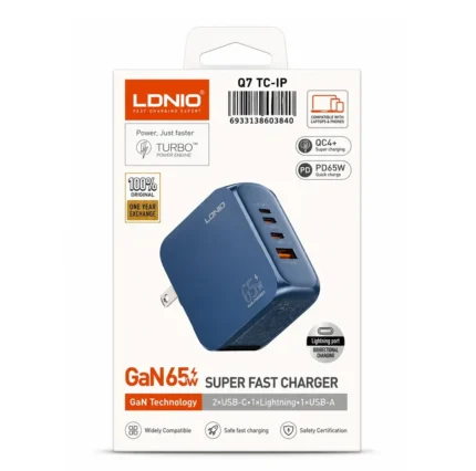 Cargador Carga Super Rapida GaN 65W QC4 Q7 TC-IP