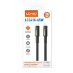 Cable Tipo-C A Tipo-C Carga Rapida De Negro 65W 1M LC341C