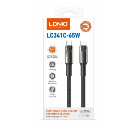 Cable Tipo-C A Tipo-C Carga Rapida De Negro 65W 1M LC341C
