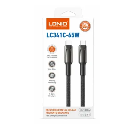 Cable Tipo-C A Tipo-C Carga Rapida De Negro 65W 1M LC341C