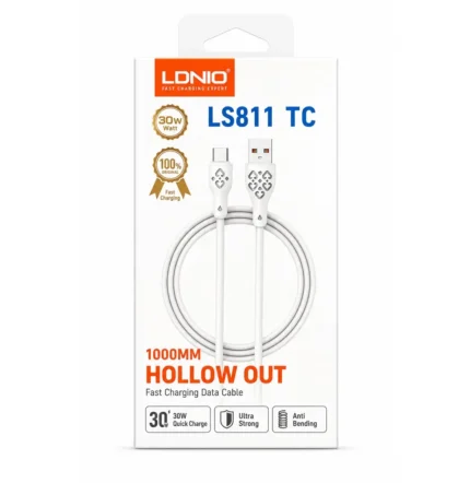 Cable Carga Rapida USB-A A Tipo-C De 30W 1M LS811 TC Blanco