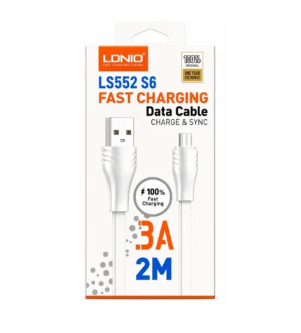Cable USB-A A Micro-USB 2M 3A Blanco LS552 S6