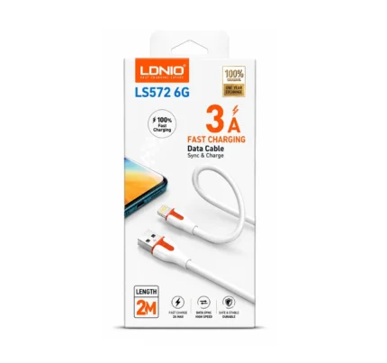 Cable USB-A A Lightning 2M 3A Blanco Con Naraja LS572 6G