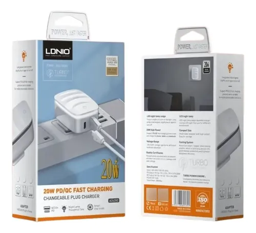 6933138691892CC Cargador Carga Rápida Con Lámpara Led Usb 18W 20W USB-A TIPO C A2425C - Image 1