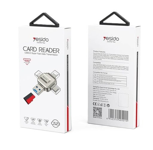 6942314405215 Yesido Card Reader 4 in 1 USB 3.0 Super Fast Data GS22 - Imagen 1