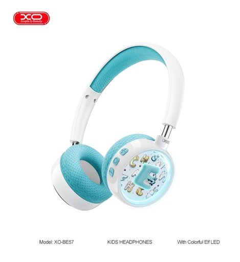 6975837586444 Kids Headphones With Colorful ELF Led XO-BE57 Blue - Imagen 1