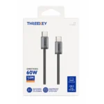 Cable De Carga Rapida Tipo-C A Tipo-C 60W 1M Threekey