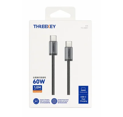 Cable De Carga Rapida Tipo-C A Tipo-C 60W 1M Threekey